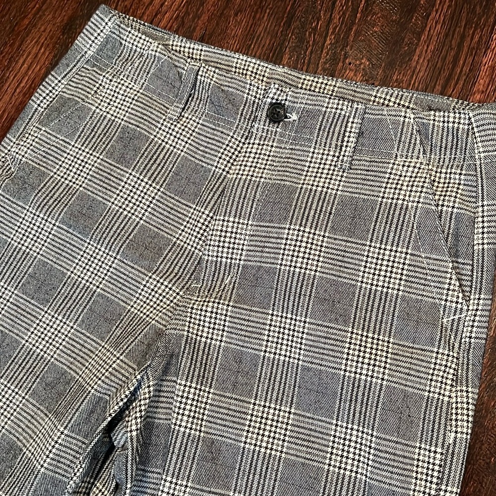 Worn Once, AE Super High-Waisted Baggy Wide-Leg Trouser, Grey Plaid, 10 Regular